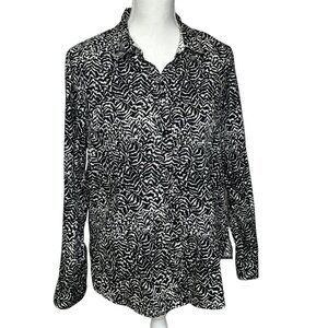 Foxcroft Ava Zebra‎ Print Non Iron Heritage Women's Button Front Shirt SZ 12